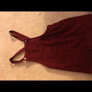 Red overall dress!